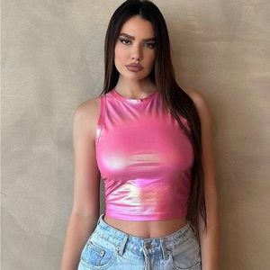 Essnce Women's Shiny Casual Tank Top